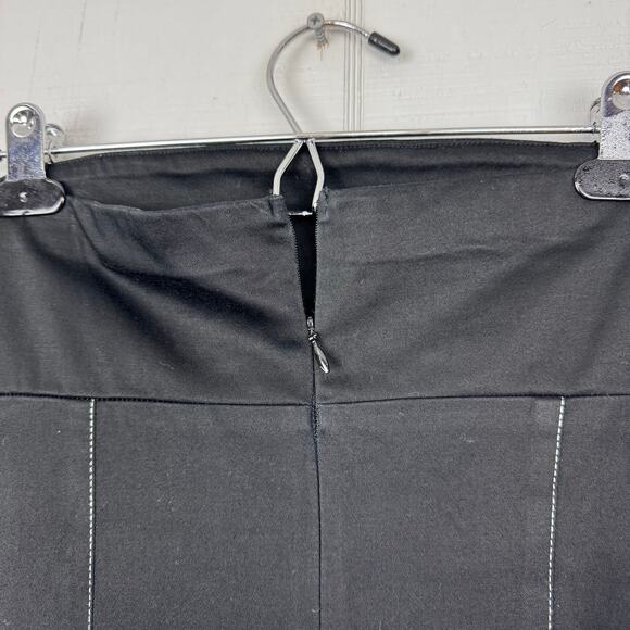 Ruth Anthropologie Black Strapless A-line Dress White Stitching Ruffle Hem 4 Y2K - Picture 5 of 9